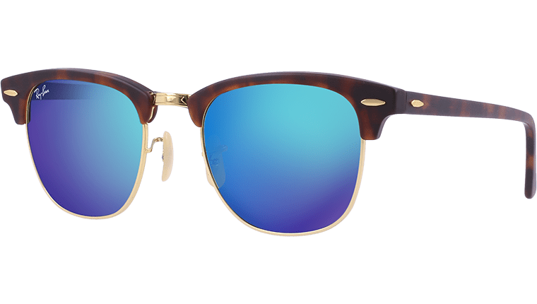 Ray-Ban RB3016 1145 17 Blue Mirror Clubmaster sunglasses | Sunglasses Direct